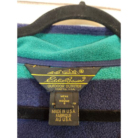 Eddie Bauer Men's Multicolor Stripe Long Sleeve Fleece Pullover Sweatshirt Large - Picture 3 of 6